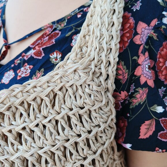 summer beach bag hand crocheted 100% cotton - Picture 5 of 6